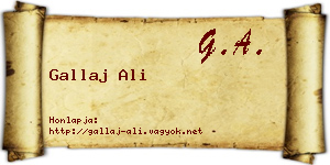 Gallaj Ali névjegykártya